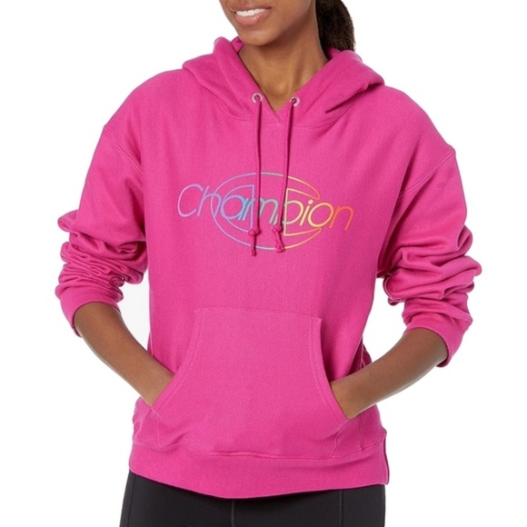 Champion Cotton Hoodie Kangaroo Pocket Sweater Graphic Fitness Bubblegum NWOT - Picture 1 of 15